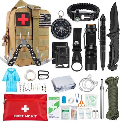 Outdoor Survival Kit Professional IFAK Bag Emergency Tools Survival Gears for Camping Hiking with Personal First Aid Kit
