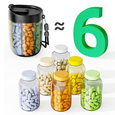 Family Large Pill Bottle Organizer, Supplement Organizer for Holding 6 Various Vitamins,with Wide Opening