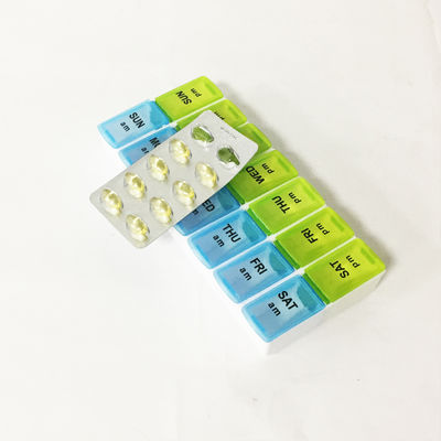 Portable 14 Compartment Pill Box with 10 Compartments Made of PP Material